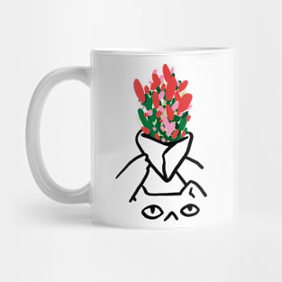 A cat with flowers Mug